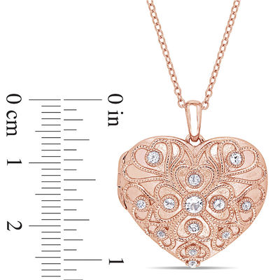 Simulated Pink Topaz Art Nouveau Style Pendant in Rose Gold Plated Filigree