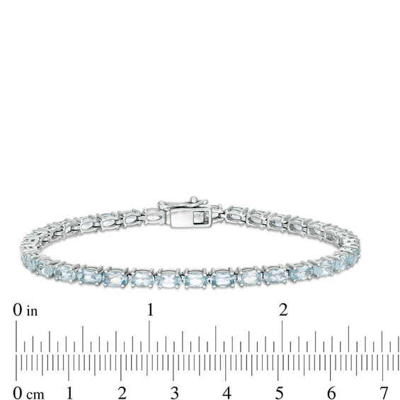 Oval Aquamarine Line Bracelet in Sterling Silver