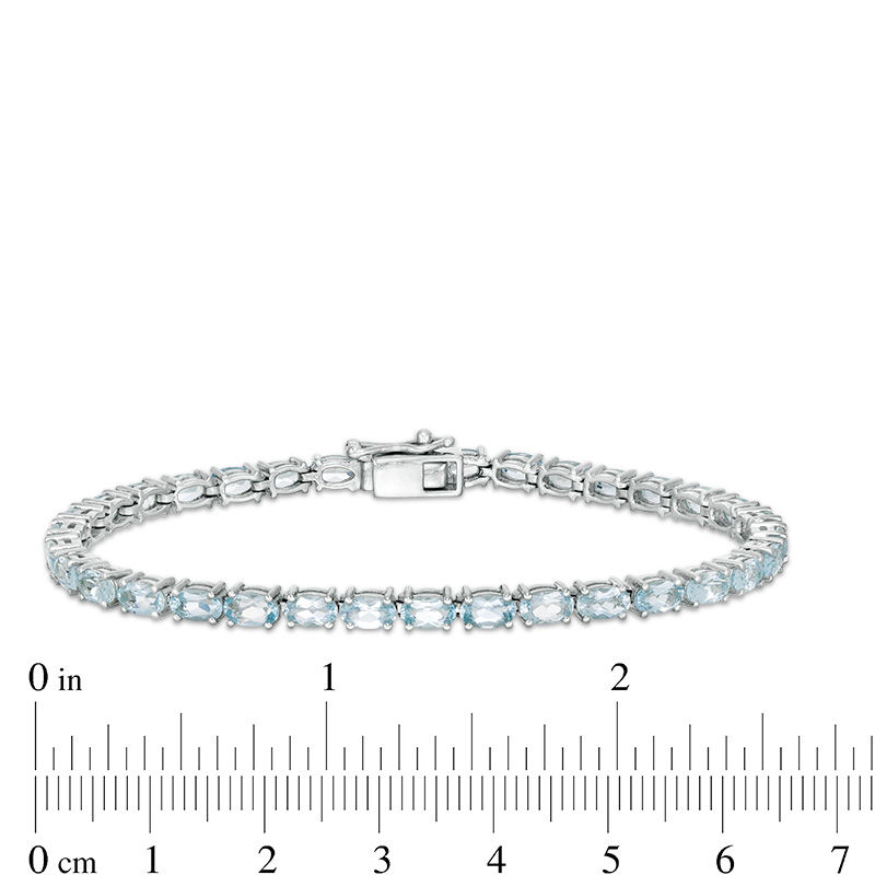 Main Image 4 of Oval Aquamarine Line Bracelet in Sterling Silver