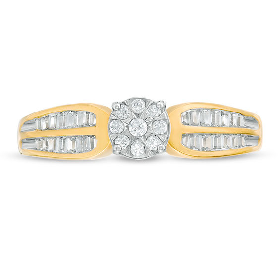 1/4 CT. T.w. Composite Diamond Rounded Shank Ring in 10K Two-Tone Gold