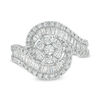 Thumbnail Image 3 of 1 CT. T.W. Diamond Frame Swirl Bypass Ring in 10K White Gold