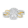 Thumbnail Image 4 of 1 CT. T.W. Composite Diamond Double Frame Bypass Split Shank Ring in 10K Gold