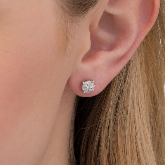 1/4 CT. T.w. Composite Diamond Stud Earrings in 10K White Gold