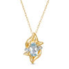 Thumbnail Image 0 of Oval Aquamarine and Diamond Accent Flame Burst Pendant in 10K Gold