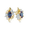 Thumbnail Image 1 of Oval Lab-Created Alexandrite and Diamond Accent Flame Burst Stud Earrings in 10K Gold