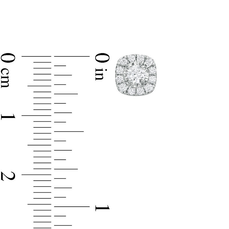 Main Image 3 of 1/2 CT. T.W. Diamond Rounded Cushion Frame Stud Earrings in 10K White Gold