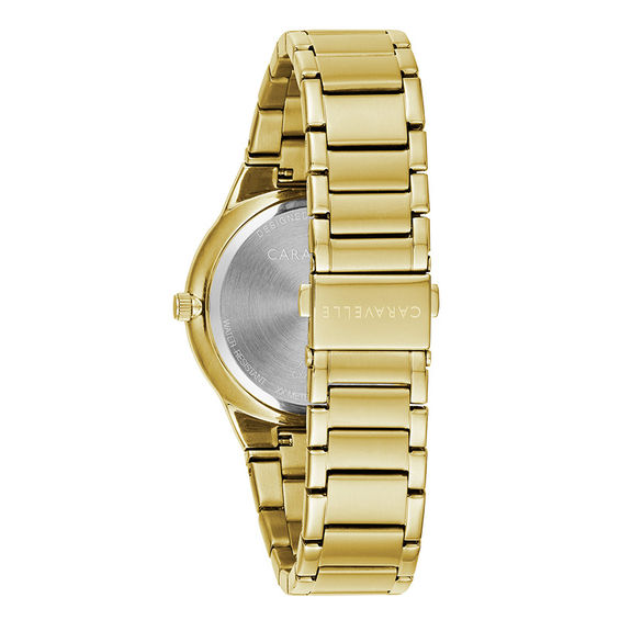 Men's Caravelle by Bulova Diamond Accent Gold-Tone Chronograph Watch with Black Dial (Model: 44D102)