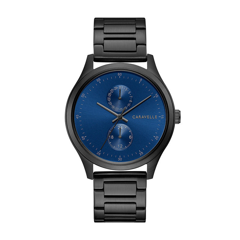 Main Image 1 of Men's Caravelle by Bulova Black IP Watch with Blue Dial (Model: 45C116)