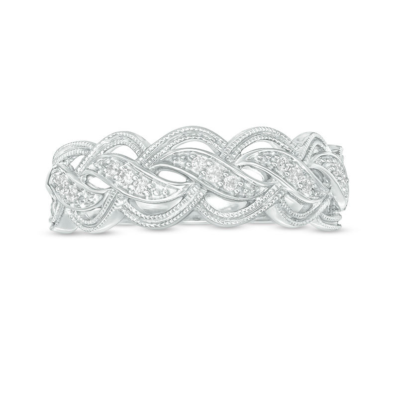 1/15 CT. T.W. Diamond Braid Vintage-Style Ring in 10K White Gold