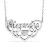 Thumbnail Image 0 of Beaded Script Name Swirling Chevron with Heart Accent Necklace in Sterling Silver (1 Line)