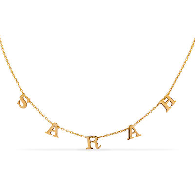 18K Gold Vermeil Nameplate Necklace With Chain Link