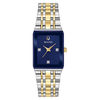 Thumbnail Image 1 of Ladies' Bulova Futuro Quadra Diamond Accent Two-Tone Watch with Rectangular Blue Dial (Model: 98P177)