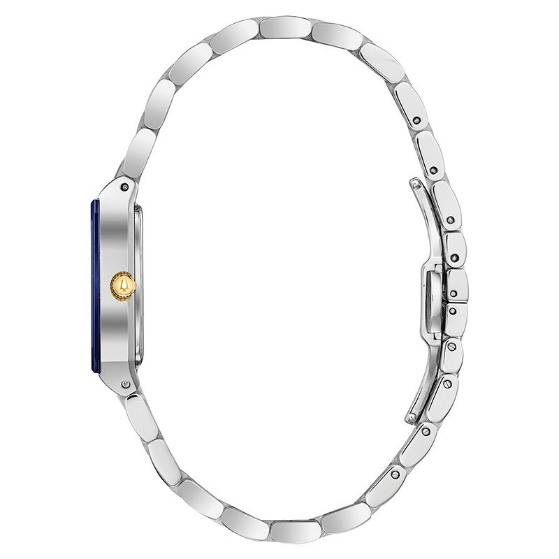 Main Image 3 of Ladies' Bulova Futuro Quadra Diamond Accent Two-Tone Watch with Rectangular Blue Dial (Model: 98P177)