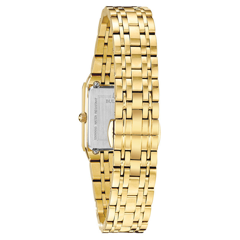 Main Image 2 of Ladies' Bulova Futuro Quadra Diamond Accent Gold-Tone Watch with Rectangular Champagne Dial (Model: 97P140)