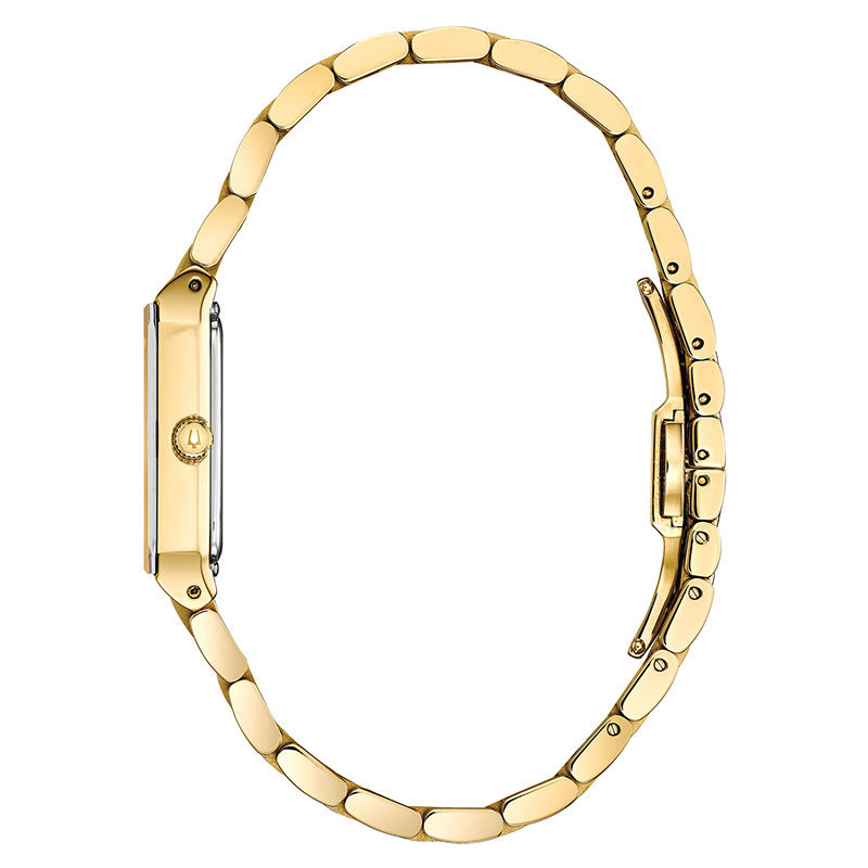 Main Image 3 of Ladies' Bulova Futuro Quadra Diamond Accent Gold-Tone Watch with Rectangular Champagne Dial (Model: 97P140)