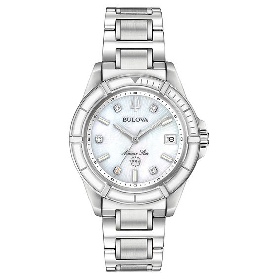 Ladies' Bulova Marine Star Diamond Accent Watch with MotherofPearl