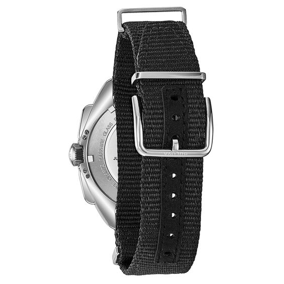 Men's Special Edition Bulova Lunar Pilot Archive Series Strap Chronograph Watch with Black Dial (Model: 96A225)