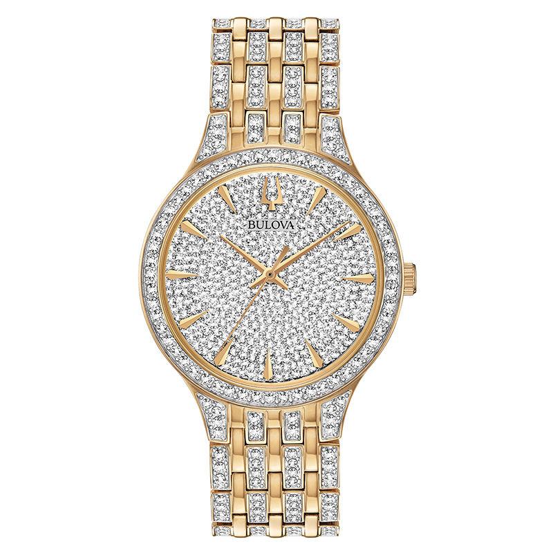 Men's Bulova Phantom Crystal Accent Gold-Tone Watch with Gold-Tone Dial (Model: 98A229)