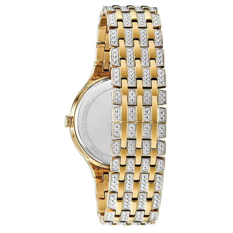 Men's Bulova Phantom Crystal Accent Gold-Tone Watch with Gold-Tone Dial (Model: 98A229)