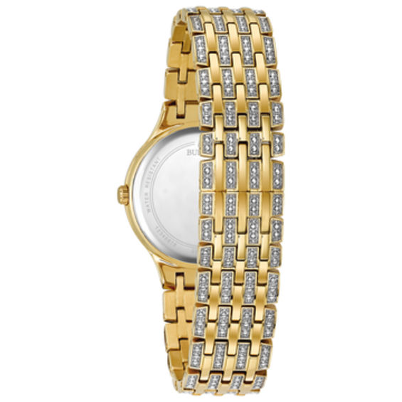 Ladies' Bulova Phantom Crystal Accent Gold-Tone Watch with Silver-Tone Dial (Model: 98L263)