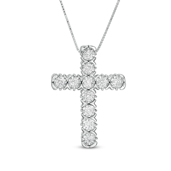 1/4 CT. T.w. Diamond Cross Pendant in 10K White Gold