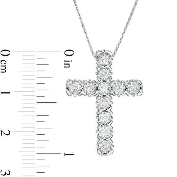 1/4 CT. T.w. Diamond Cross Pendant in 10K White Gold