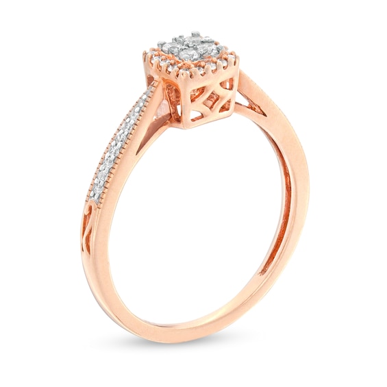 1/5 CT. T.w. Composite Diamond Square Frame Promise Ring in 10K Rose Gold