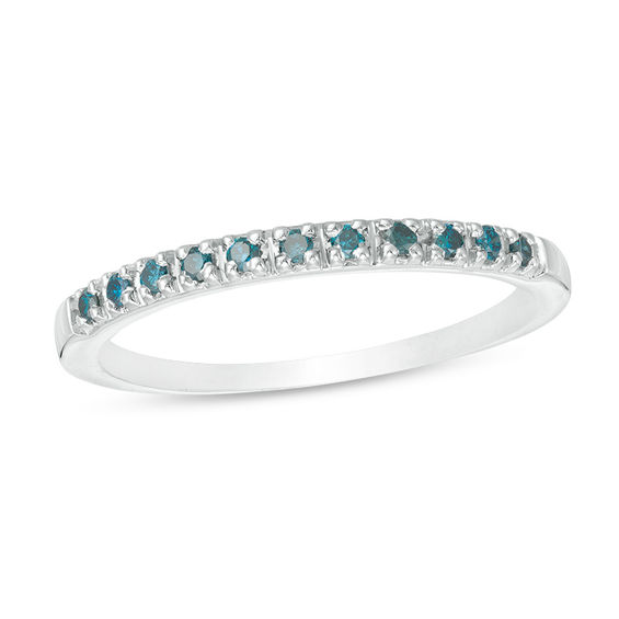 1/10 CT. T.w. Enhanced Blue Diamond Anniversary Band in 14K White Gold