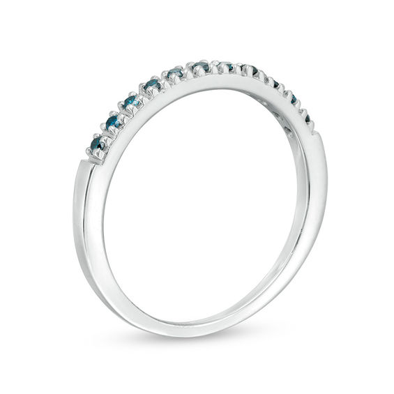 1/10 CT. T.w. Enhanced Blue Diamond Anniversary Band in 14K White Gold