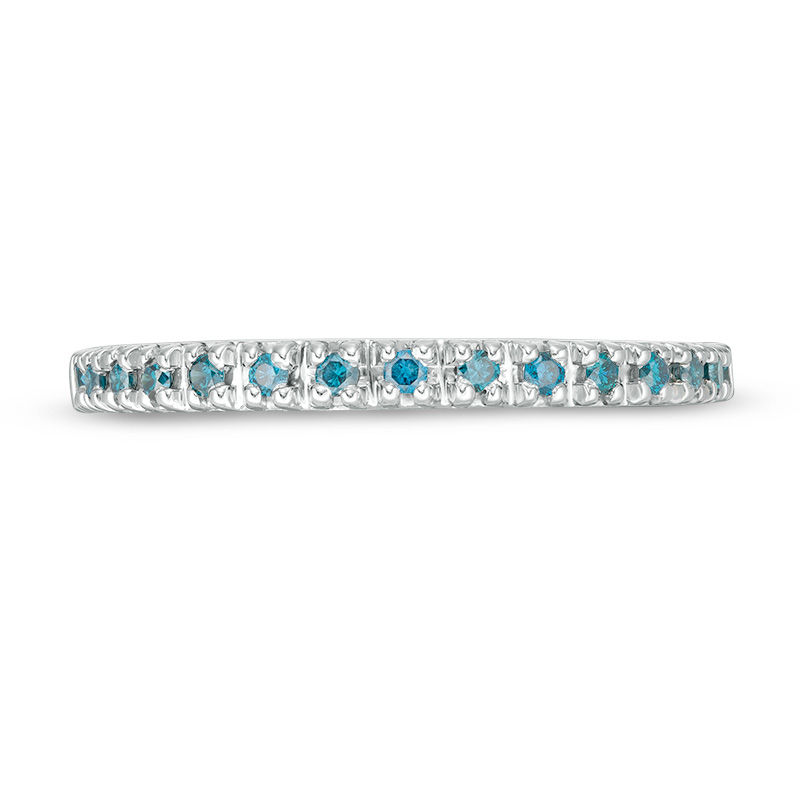 Main Image 4 of 1/8 CT. T.W. Enhanced Blue Diamond Anniversary Band in 14K White Gold