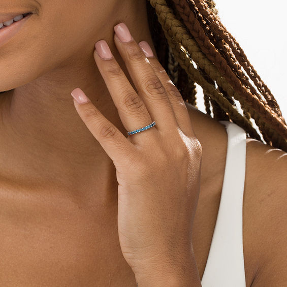 1/2 CT. T.w. Enhanced Blue Diamond Anniversary Band in 14K White Gold