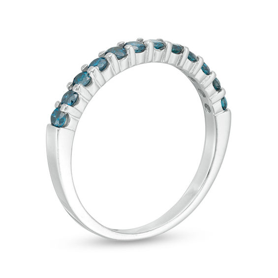 1/2 CT. T.w. Enhanced Blue Diamond Anniversary Band in 14K White Gold