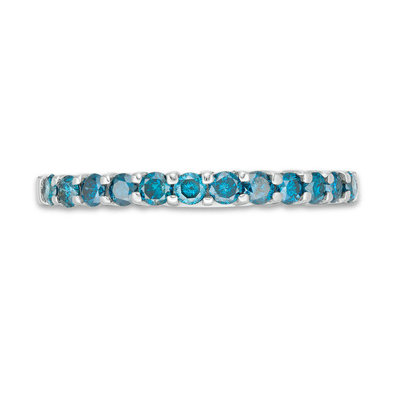 1/2 CT. T.w. Enhanced Blue Diamond Anniversary Band in 14K White Gold