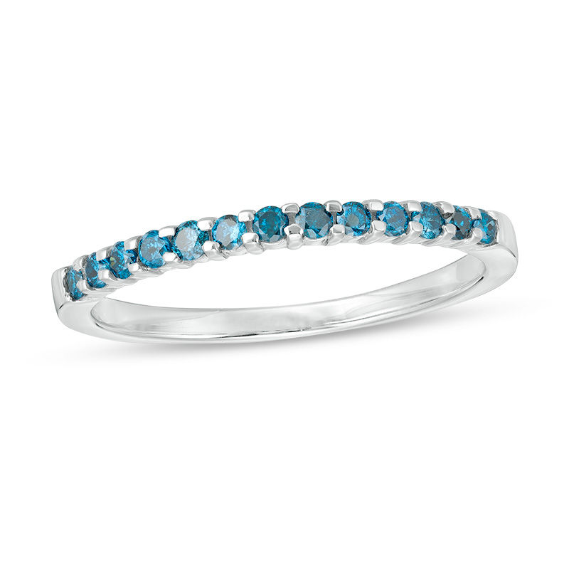 Main Image 1 of 1/4 CT. T.W. Enhanced Blue Diamond Anniversary Band in 14K White Gold