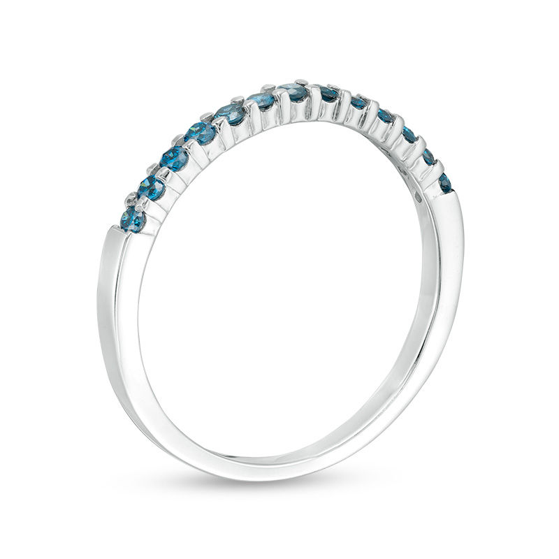 Main Image 3 of 1/4 CT. T.W. Enhanced Blue Diamond Anniversary Band in 14K White Gold