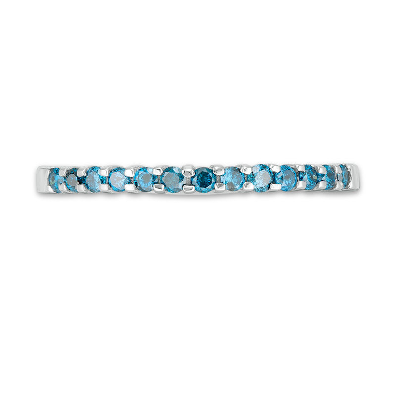 Main Image 4 of 1/4 CT. T.W. Enhanced Blue Diamond Anniversary Band in 14K White Gold