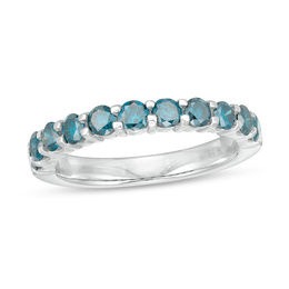 1 CT. T.W. Enhanced Blue Diamond Anniversary Band in 14K White Gold