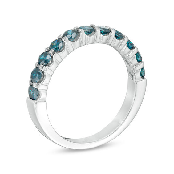 1 CT. T.w. Enhanced Blue Diamond Anniversary Band in 14K White Gold