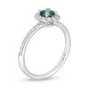 Thumbnail Image 3 of 3/4 CT. T.W. Enhanced Blue and White Diamond Frame Engagement Ring in 14K White Gold