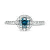 Thumbnail Image 4 of 3/4 CT. T.W. Enhanced Blue and White Diamond Frame Engagement Ring in 14K White Gold