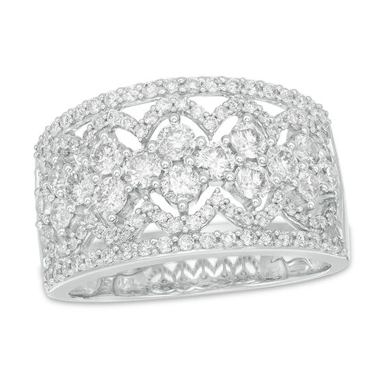 1-1/2 CT. T.w. Diamond Clover Ring in 10K White Gold