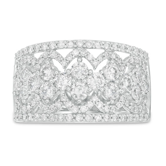 1-1/2 CT. T.w. Diamond Clover Ring in 10K White Gold