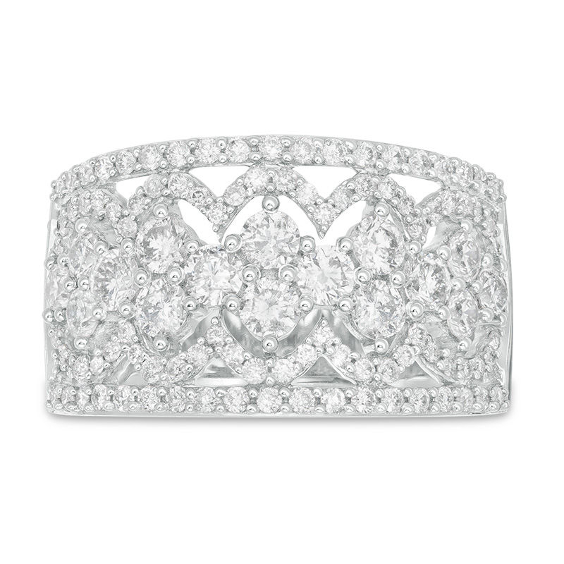 Main Image 4 of 1-1/2 CT. T.W. Diamond Clover Ring in 10K White Gold