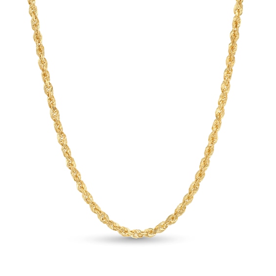 3.8mm Diamond-Cut Glitter Rope Chain Necklace in Solid 10K Gold - 20"