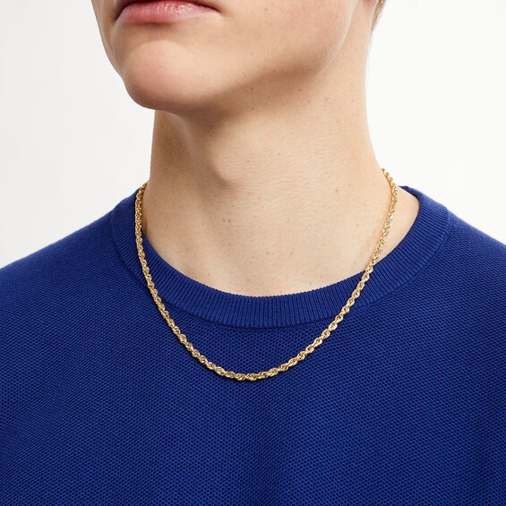 3.8mm Diamond-Cut Glitter Rope Chain Necklace in Solid 10K Gold - 20"