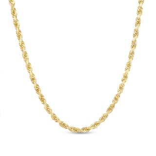4.0mm Glitter Rope Chain Necklace in Solid 10K Gold - 24"