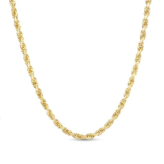 Men's 3.85mm Diamond-Cut Glitter Rope Chain Necklace in 10K Gold - 24"