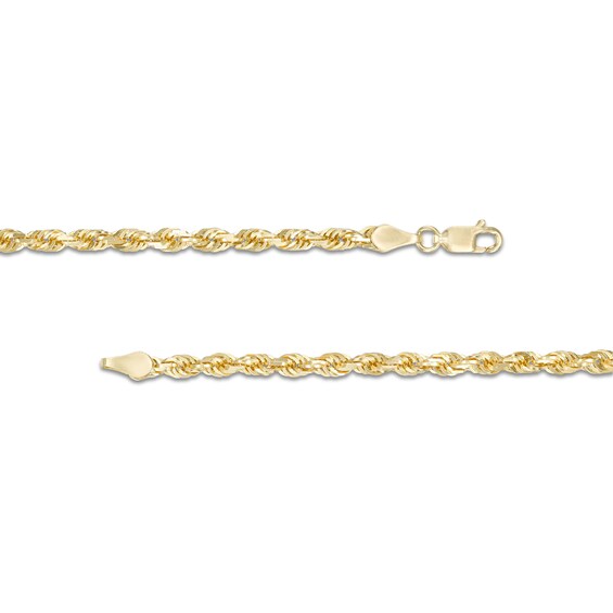 Men's 3.8mm Diamond-Cut Glitter Rope Chain Necklace in Solid 10K Gold - 24"