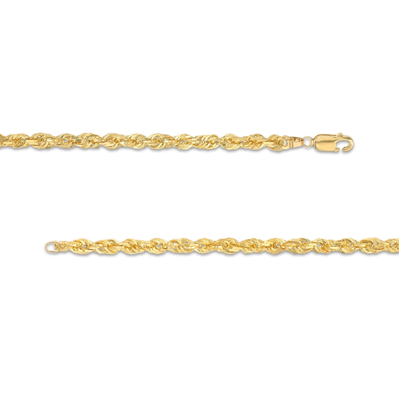 Men's 4.4mm Diamond-Cut Glitter Rope Chain Necklace in Solid 10K Gold - 24"