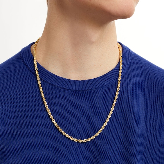 Men's 5.5mm Diamond-Cut Glitter Rope Chain Necklace in Solid 10K Gold - 24"